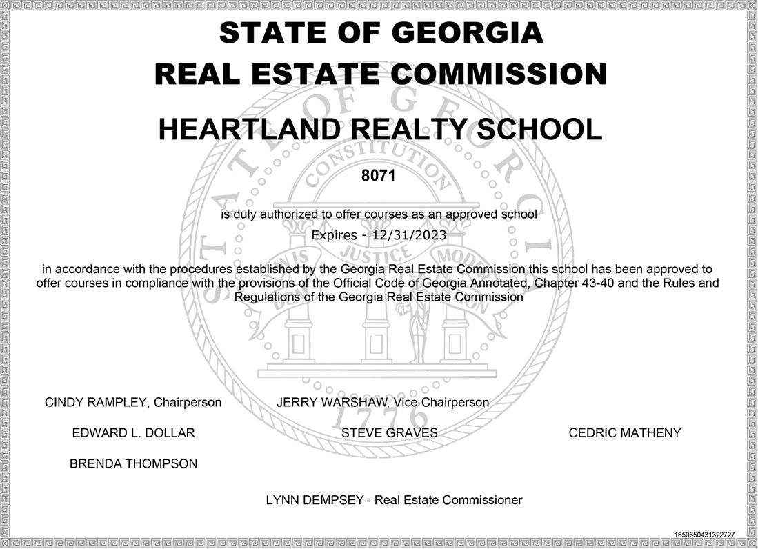 GA Real Estate Commission License for Brokerage Atlanta Realty School License | Heartland Realty School